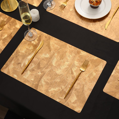 HOKiPO Rectangular Pack of 6 Table Placemat(Brown, Plastic)