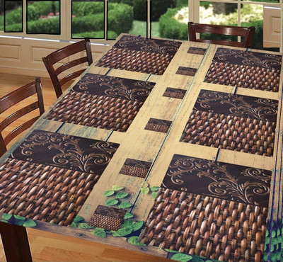 SANRAKSSHAN Rectangular Pack of 6 Table Placemat(Beige, PVC)