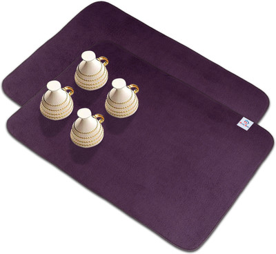 Heart Home Rectangular Pack of 2 Table Placemat(Purple, Microfibre)