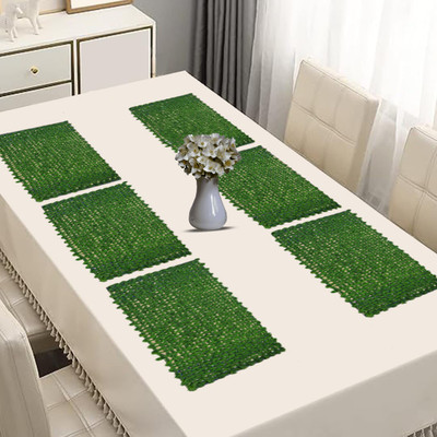 ArtKart Rectangular Pack of 6 Table Placemat(Green, River Grass)
