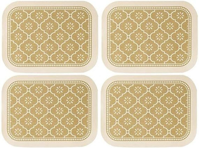 Besillia Rectangular Pack of 4 Table Placemat(Gold, Leather)