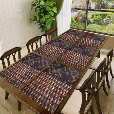 SANRAKSSHAN Rectangular Pack of 6 Table Placemat(Black, Blue, PVC)