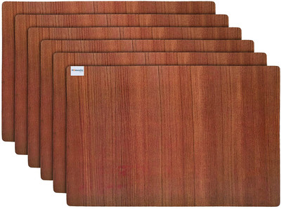 HOMESTIC Rectangular Pack of 6 Table Placemat(Brown, PVC)