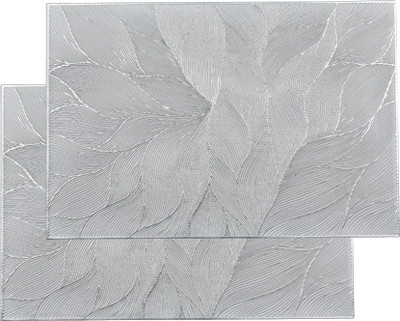 PREMSONS Rectangular Pack of 6 Table Placemat(Silver, PVC)