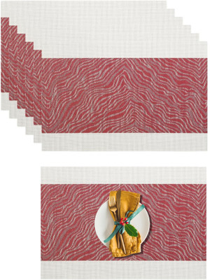 Daidokoro Rectangular Pack of 6 Table Placemat(Red, Beige, PVC)