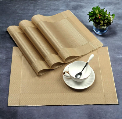 Casanest Rectangular Pack of 6 Table Placemat(Gold, PVC)