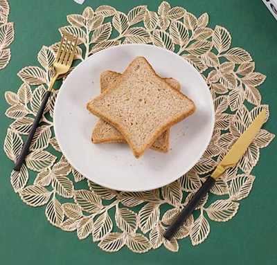 DELHI PVC CORP Round Pack of 6 Table Placemat(Gold, Lace)