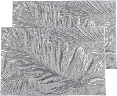 PREMSONS Rectangular Pack of 6 Table Placemat(Silver, PVC)