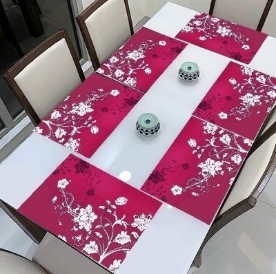 REVEXO Rectangular Pack of 6 Table Placemat(Pink, PVC)