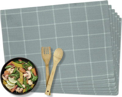 Home Colors Rectangular Pack of 6 Table Placemat(Grey, Cotton)
