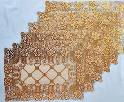 DELHI PVC CORP Rectangular Pack of 6 Table Placemat(Gold, Lace)