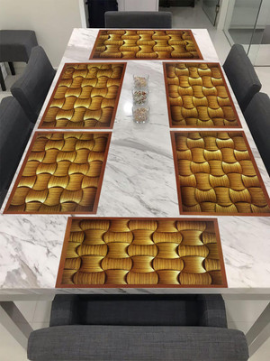 E-Retailer Rectangular Pack of 6 Table Placemat(Brown, PVC)