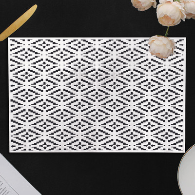 Castle Decor Rectangular Pack of 2 Table Placemat(Silver, PVC)