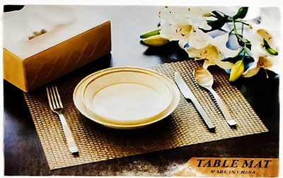 ABHAS Rectangular Pack of 6 Table Placemat(Brown, Plastic)
