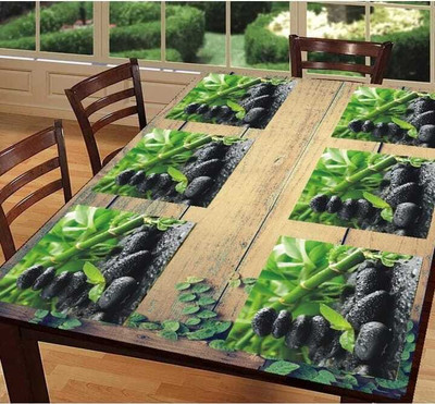 LOTUSKING Rectangular Pack of 6 Table Placemat(Green, PVC)