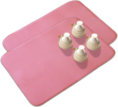 KUBER INDUSTRIES Rectangular Pack of 2 Table Placemat(Pink, Microfibre)