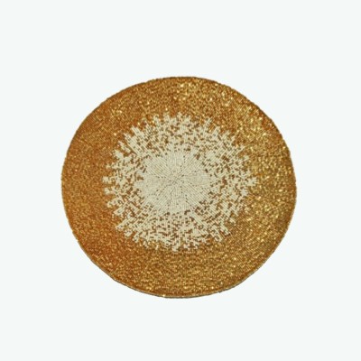 FLI HAUT Round Pack of 1 Table Placemat(Gold, Beige, Silk)