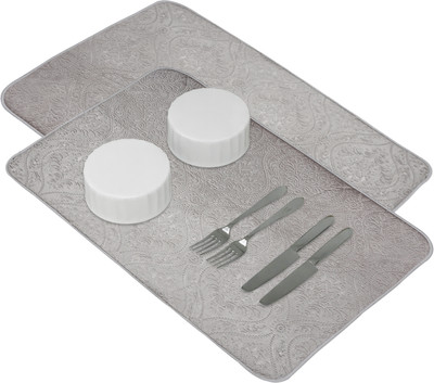 KUBER INDUSTRIES Rectangular Pack of 2 Table Placemat(Grey, Microfibre)