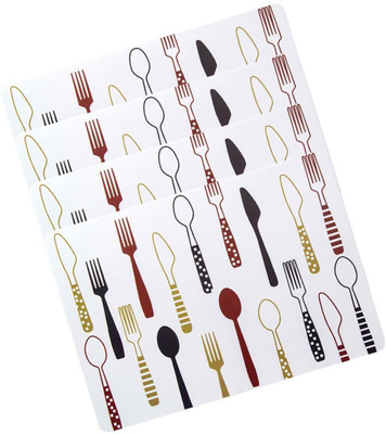 TOMATUS Rectangular Pack of 4 Table Placemat(Brown, Plastic)