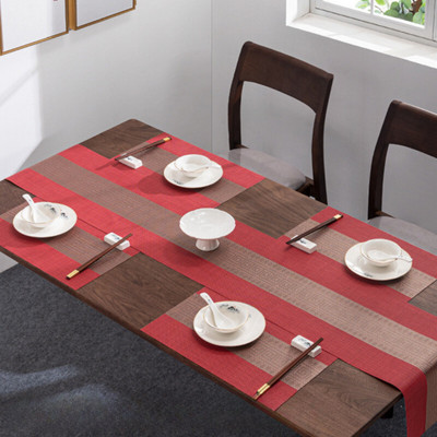 Tabletext Rectangular Pack of 5 Table Placemat(Red, PVC)