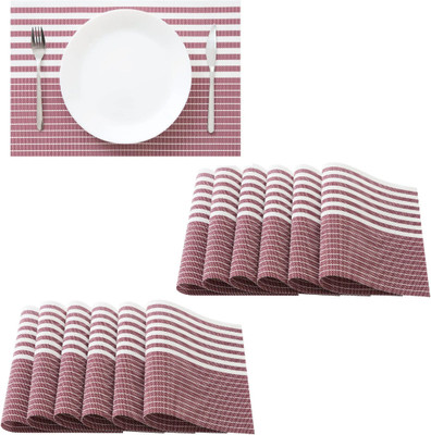DANSR Rectangular Pack of 12 Table Placemat(Red, PVC)