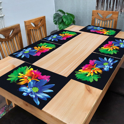 Flipkart SmartBuy Rectangular Pack of 6 Table Placemat(Black, Blue, PVC)
