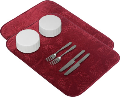 KUBER INDUSTRIES Rectangular Pack of 2 Table Placemat(Maroon, Microfibre)