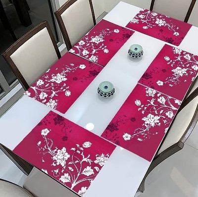 SANRAKSSHAN Rectangular Pack of 6 Table Placemat(Pink, PVC)