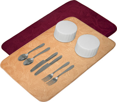 KUBER INDUSTRIES Rectangular Pack of 2 Table Placemat(Gold, Maroon, Microfibre)