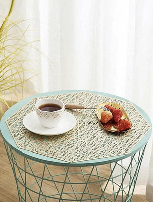 KRITVI ENTERPRIES Cut Corner Pack of 2 Table Placemat(Gold, Polypropylene)