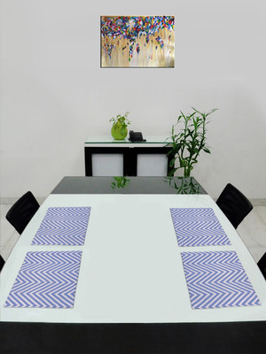 Saral Home Rectangular Pack of 4 Table Placemat(Blue, Cotton)