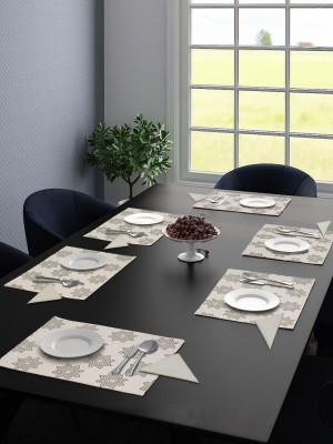 Saral Home Rectangular Pack of 6 Table Placemat(Grey, Beige, Cotton)