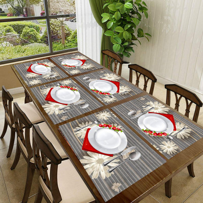 SANRAKSSHAN Rectangular Pack of 6 Table Placemat(Grey, PVC)