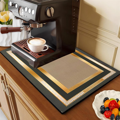 GRISHVA Rectangular Pack of 1 Table Placemat(Gold, Rubber)