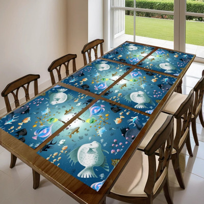 REVEXO Rectangular Pack of 6 Table Placemat(Dark Blue, PVC)