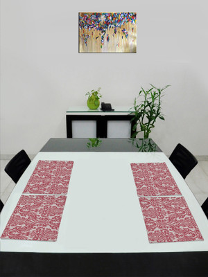 Saral Home Rectangular Pack of 4 Table Placemat(Maroon, Cotton)