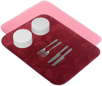 KUBER INDUSTRIES Rectangular Pack of 2 Table Placemat(Maroon, Pink, Microfibre)