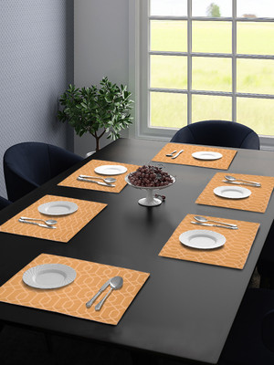 Saral Home Rectangular Pack of 6 Table Placemat(Yellow, Cotton)