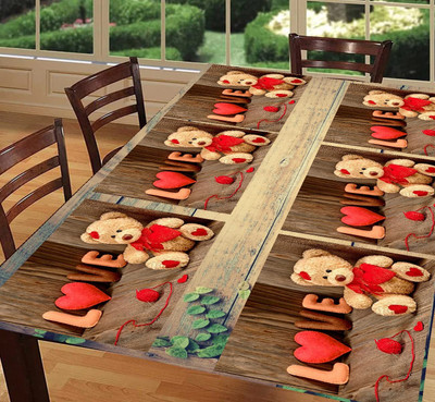 Dakshya Industries Rectangular Pack of 6 Table Placemat(Brown, Red, PVC)