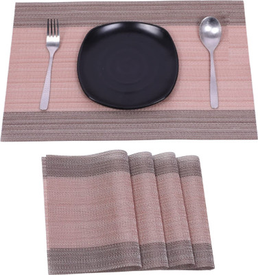 Daidokoro Rectangular Pack of 4 Table Placemat(Peach, Brown, PVC)