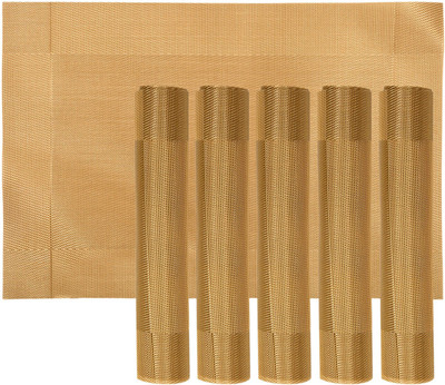 KUBER INDUSTRIES Rectangular Pack of 6 Table Placemat(Gold, PVC)