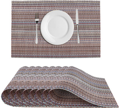 DPA Collection Rectangular Pack of 8 Table Placemat(Brown, PVC)