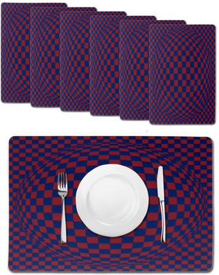 Ruhi's Creations Rectangular Pack of 6 Table Placemat(Blue, PVC)