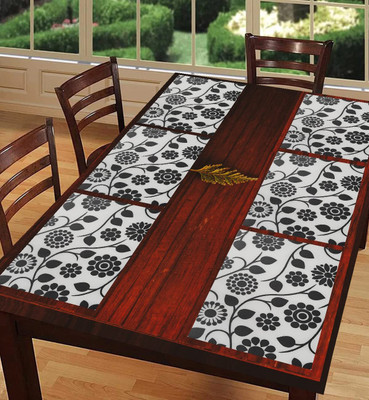 Dakshya Industries Rectangular Pack of 6 Table Placemat(Black, PVC)