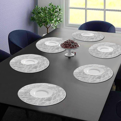 DPA Collection Round Pack of 6 Table Placemat(Silver, PVC)