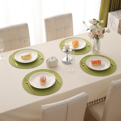 HOKiPO Round Pack of 4 Table Placemat(Green, Polypropylene)