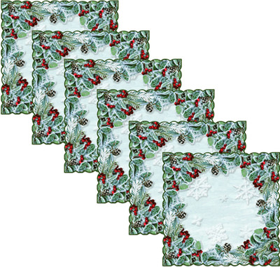 Christian Mart Rectangular Pack of 6 Table Placemat(Light Green, PVC)