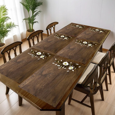 REVEXO Rectangular Pack of 6 Table Placemat(Beige, PVC)
