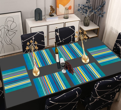 SANRAKSSHAN Rectangular Pack of 6 Table Placemat(Blue, PVC)