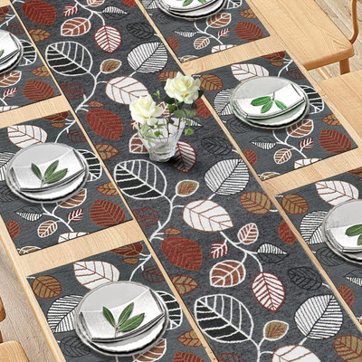HOKiPO Rectangular Pack of 7 Table Placemat(Grey, Cotton)
